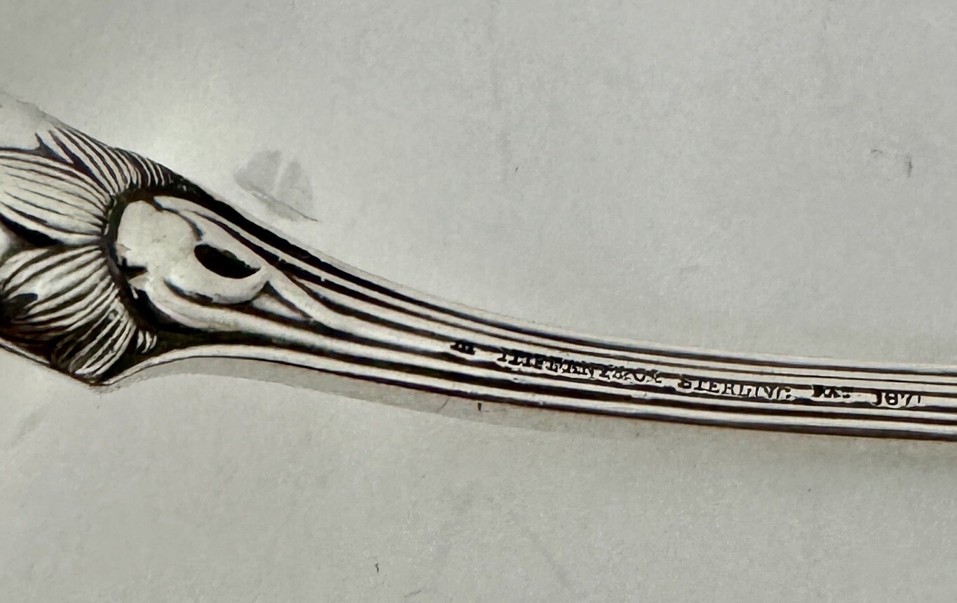 TIFFANY JAPANESE STERLING 9” AESTEHTIC MOVEMENT CHEESE SCOOP C. 1875