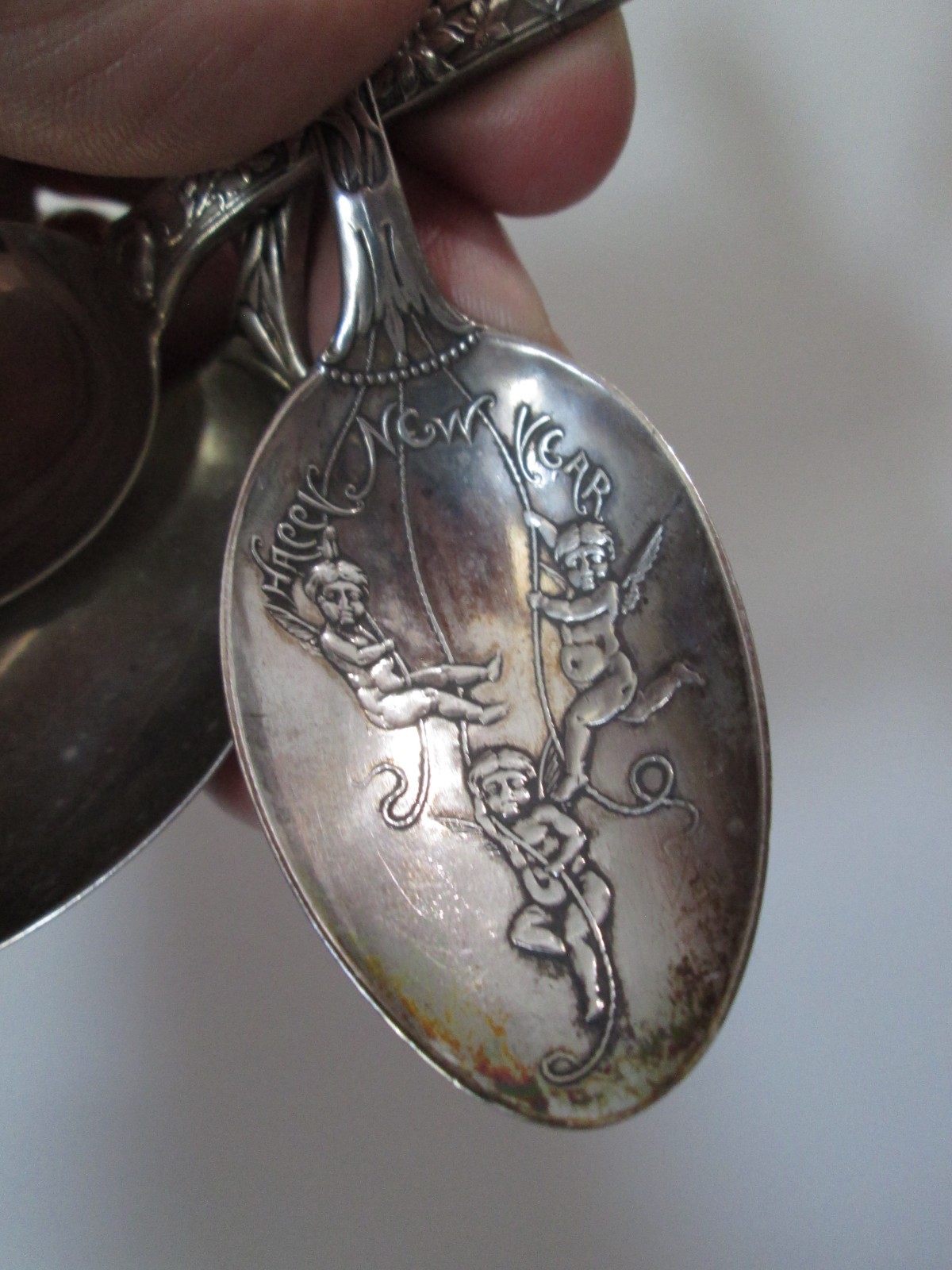 THREE Large Antique STERLING – ORNATE – SOUVENIR SPOONS 2.6 toz