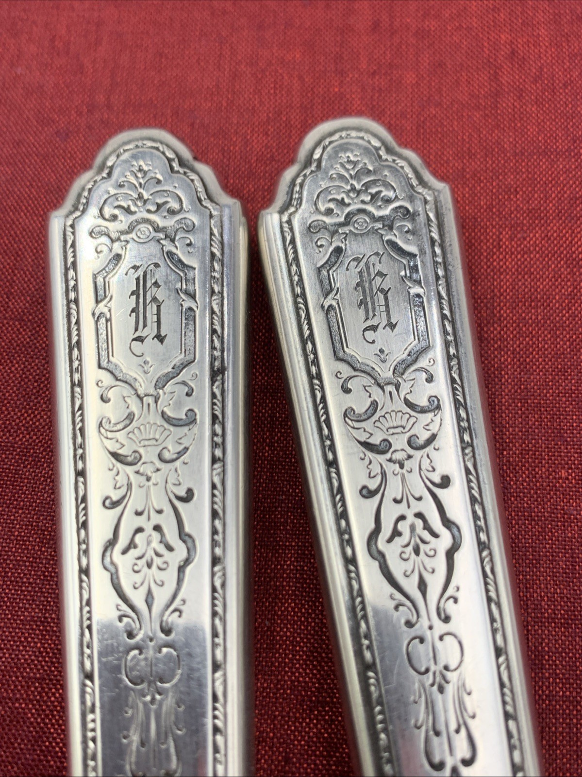 Mary II by Lunt Sterling Silver Handle Carving Knife & Fork MONO K