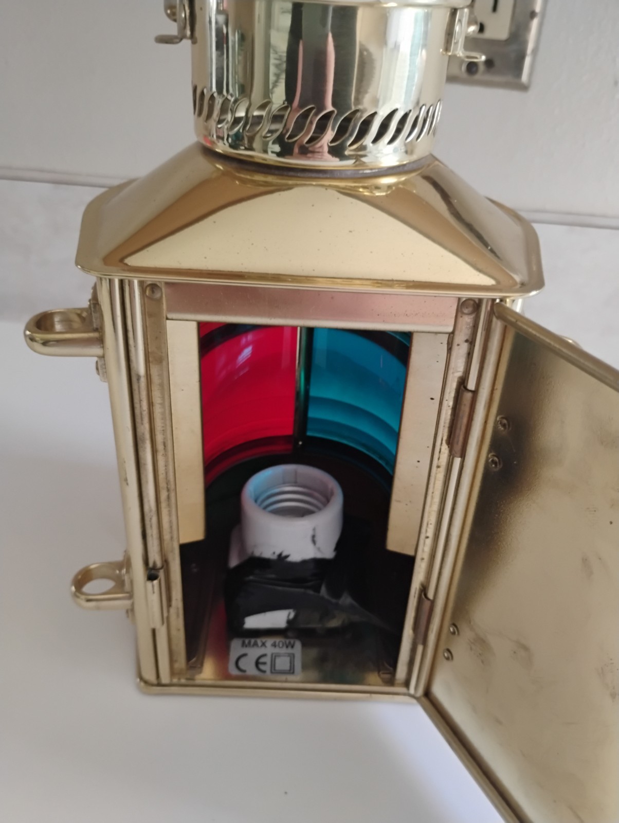 Vtg Tweekleur Netherlands Brass Port Starboard Maritime Table Top Lantern