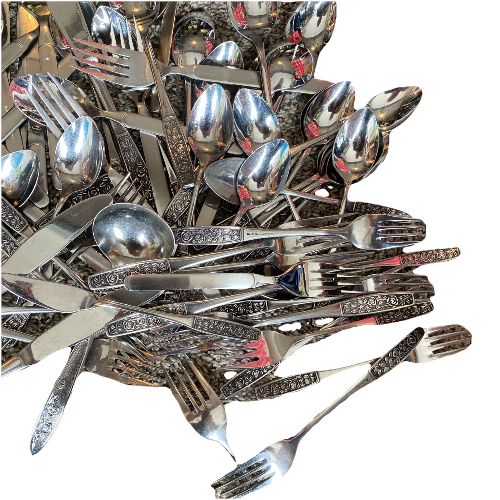 BIG Vintage Lot Of Silver Plated Mixture Of 67 Pieces, Forks, Spoons, Knives Etc