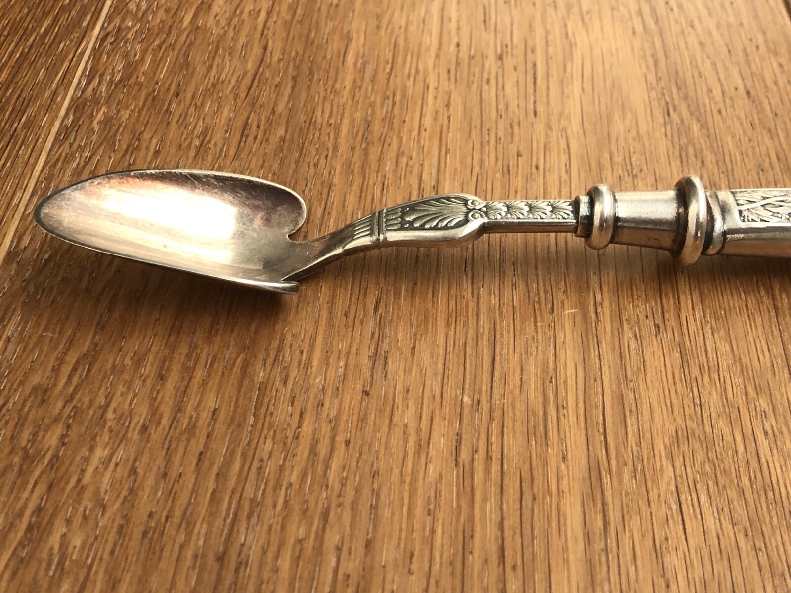 1860 Rogers & Son Antique Silver Plate Cheese Scoop 19th Century Stylized handle