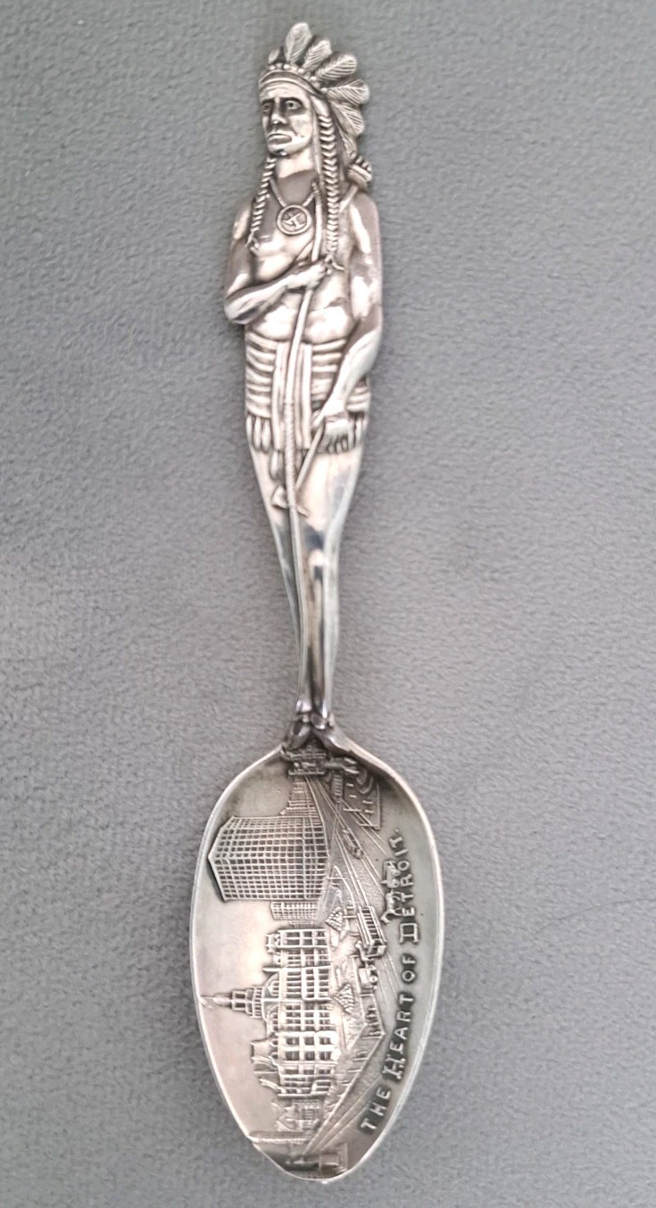 Rare Full Body Native American Sterling Silver Spoon Heart Of Detroit. Free Ship