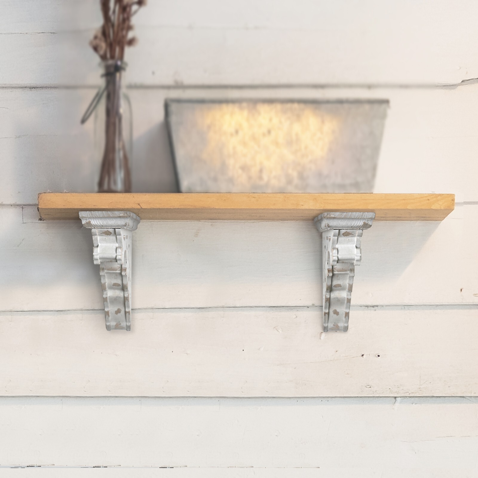 Antique Wood Corbels Pair, Vintage Wood Shelf Brackets