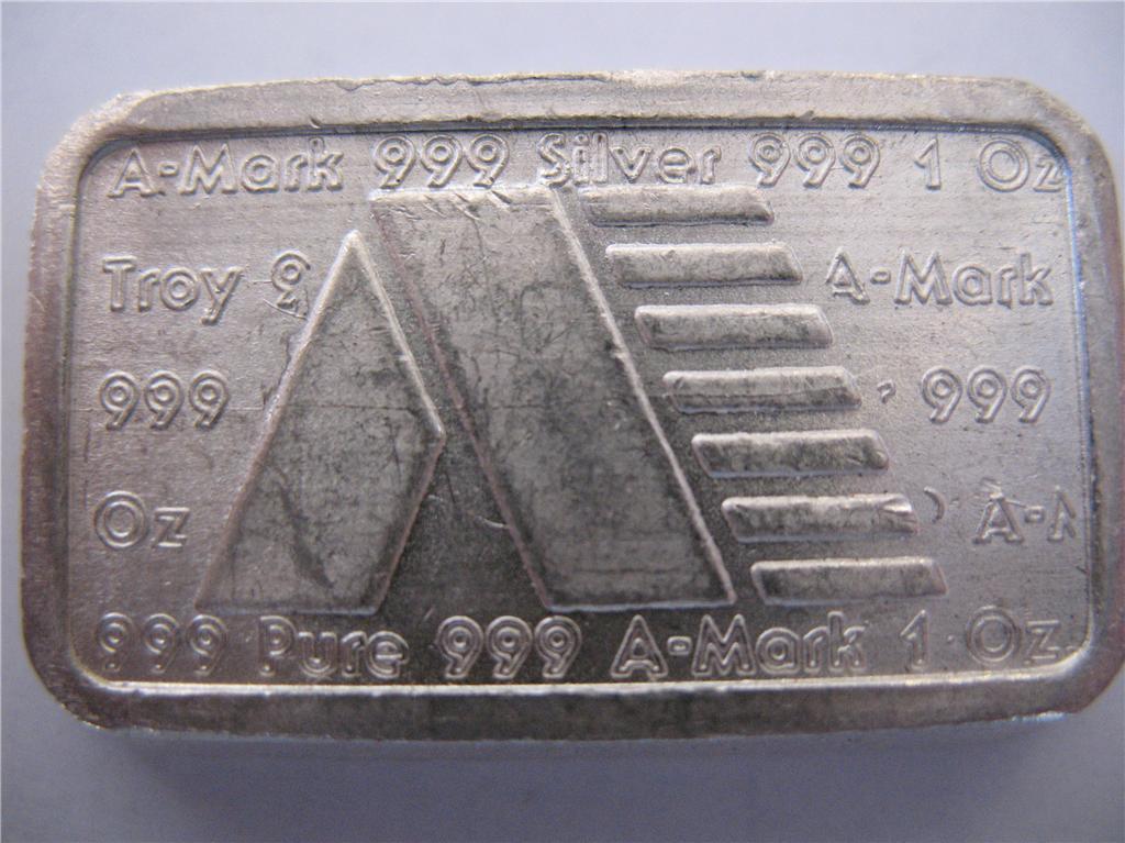 1-OZ. A-MARK PURE .999 PURE SILVER RARE 1981 USVI STACKABLE CHUNKY BAR + GOLD