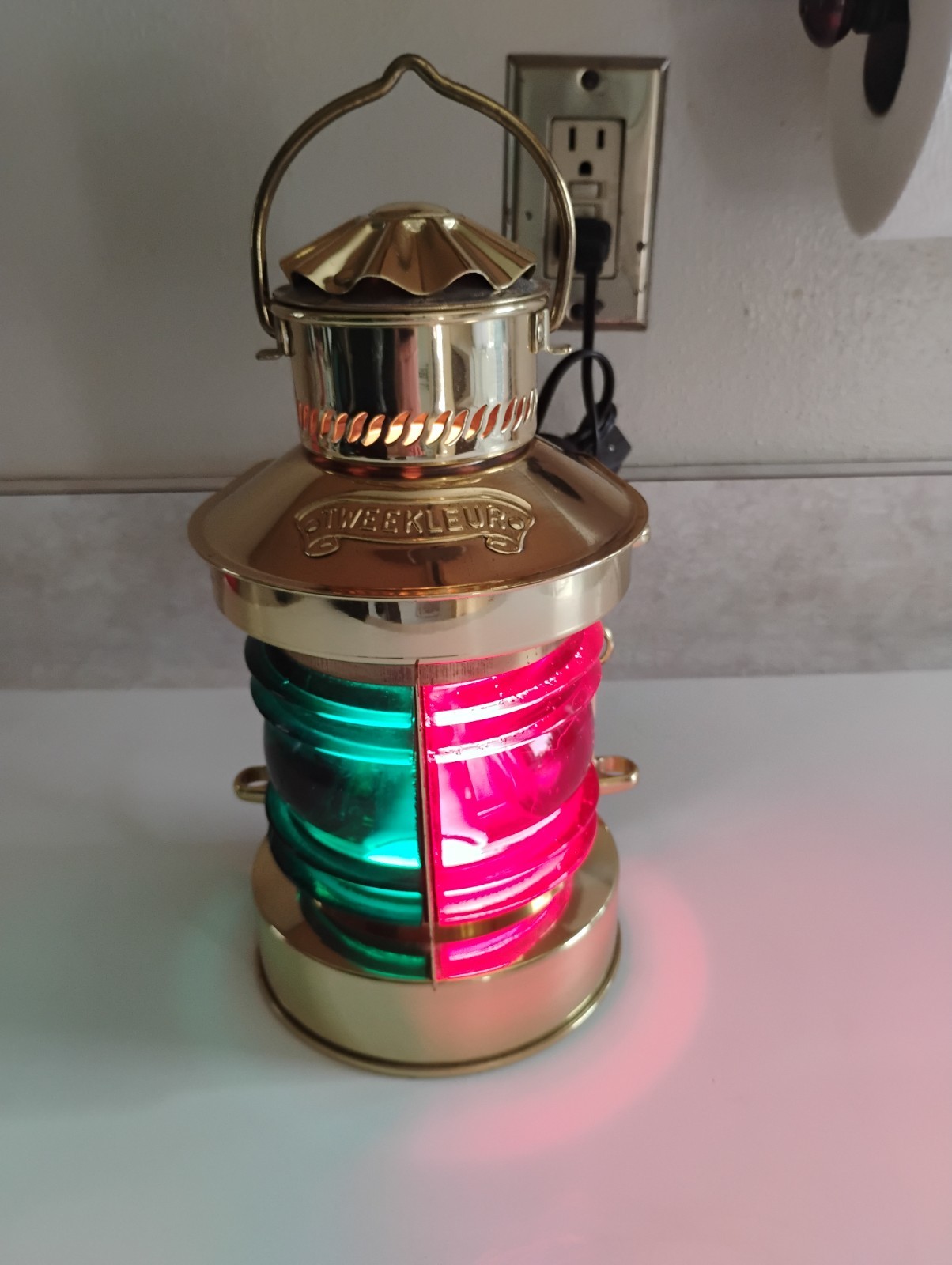 Vtg Tweekleur Netherlands Brass Port Starboard Maritime Table Top Lantern