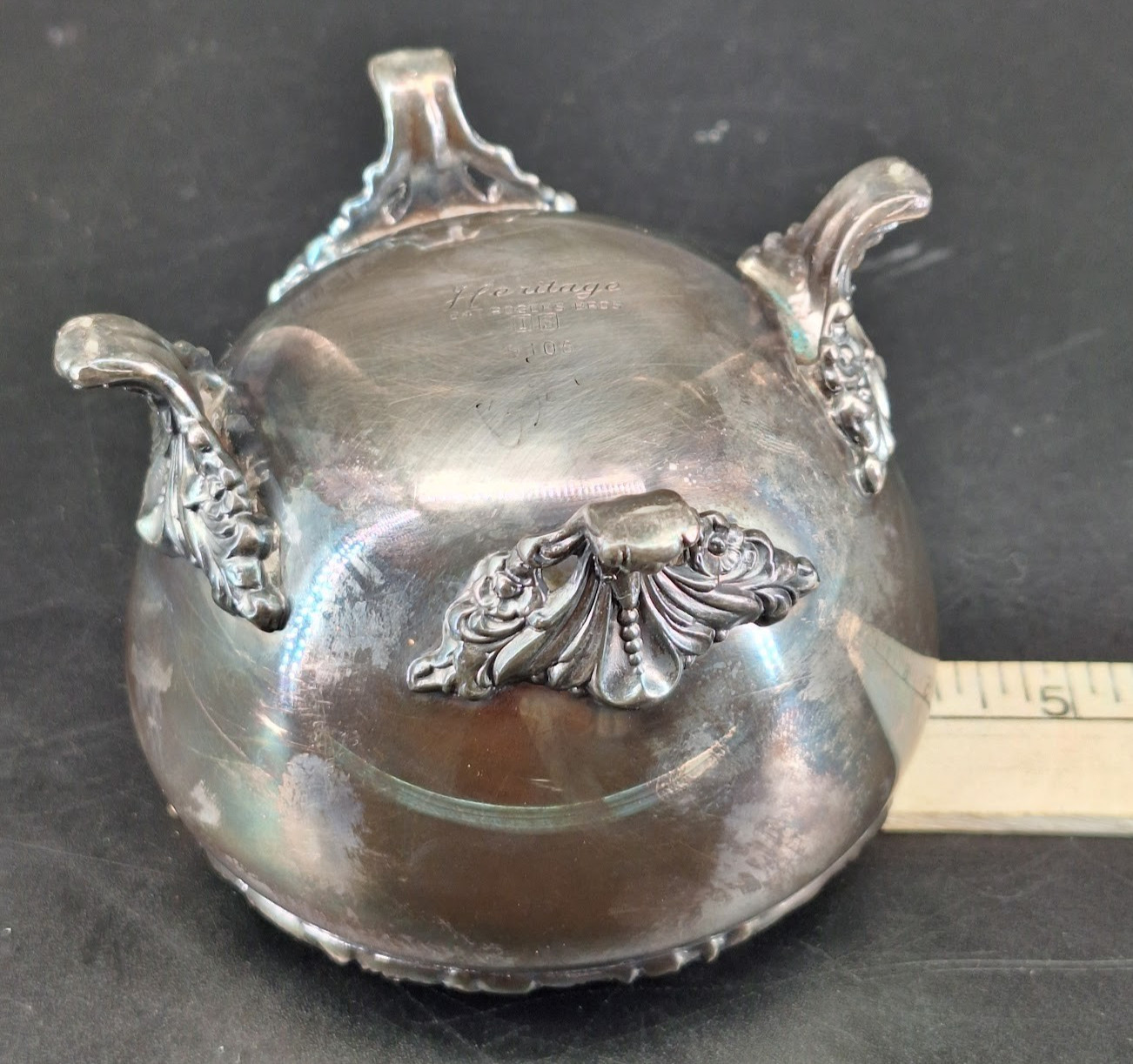 Vtg Heritage 1847 Rogers Silver Plated Footed Rose Bowl Open Sugar Bowl