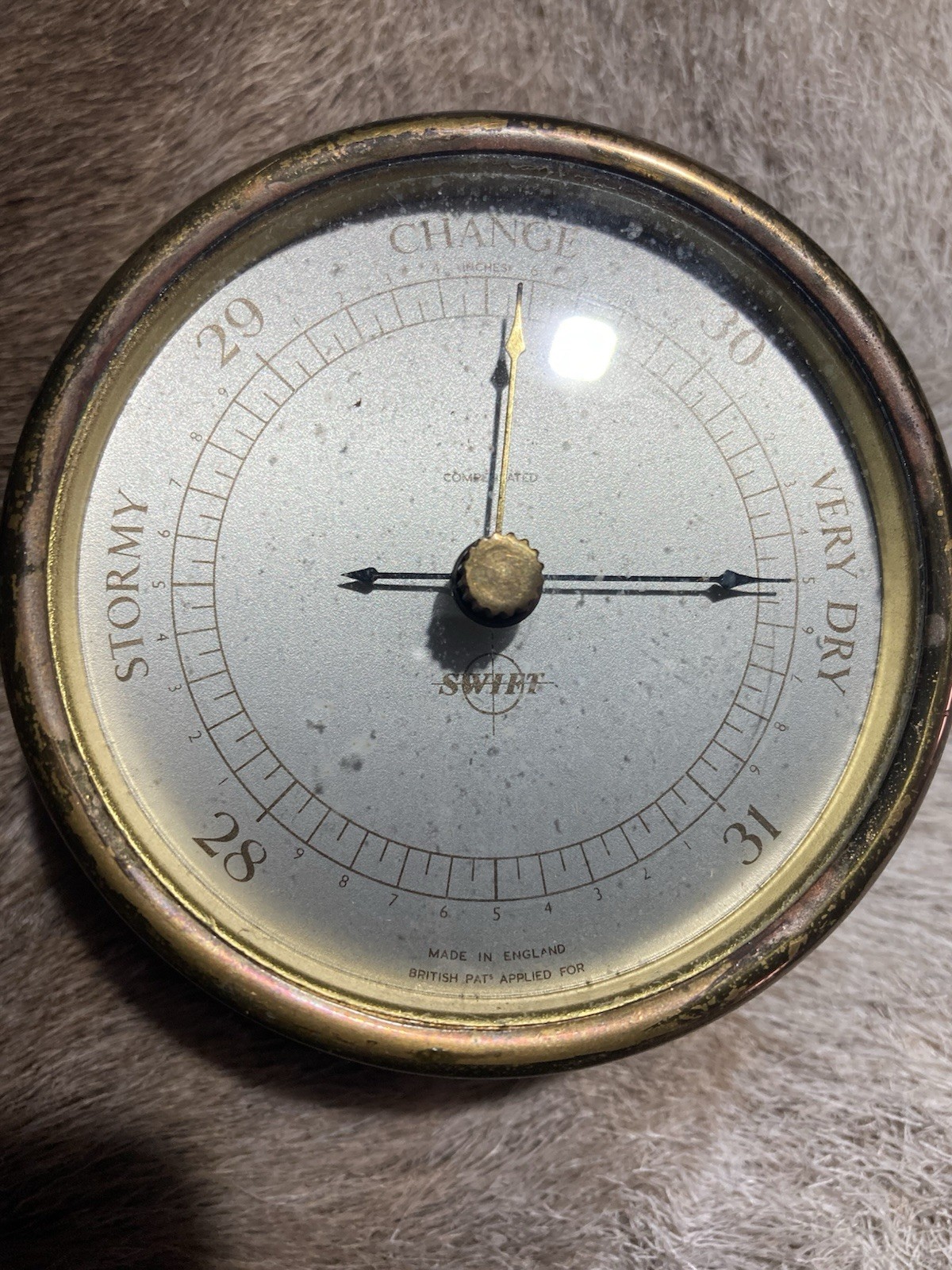 Swift Antique Barometer Brass Made in England Original Pre-1930