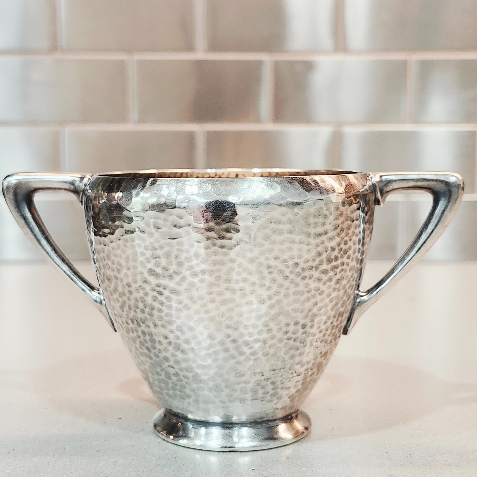 Meriden S.P. Co Vintage Hammered Cream & Sugar Set International Silver Co #3602