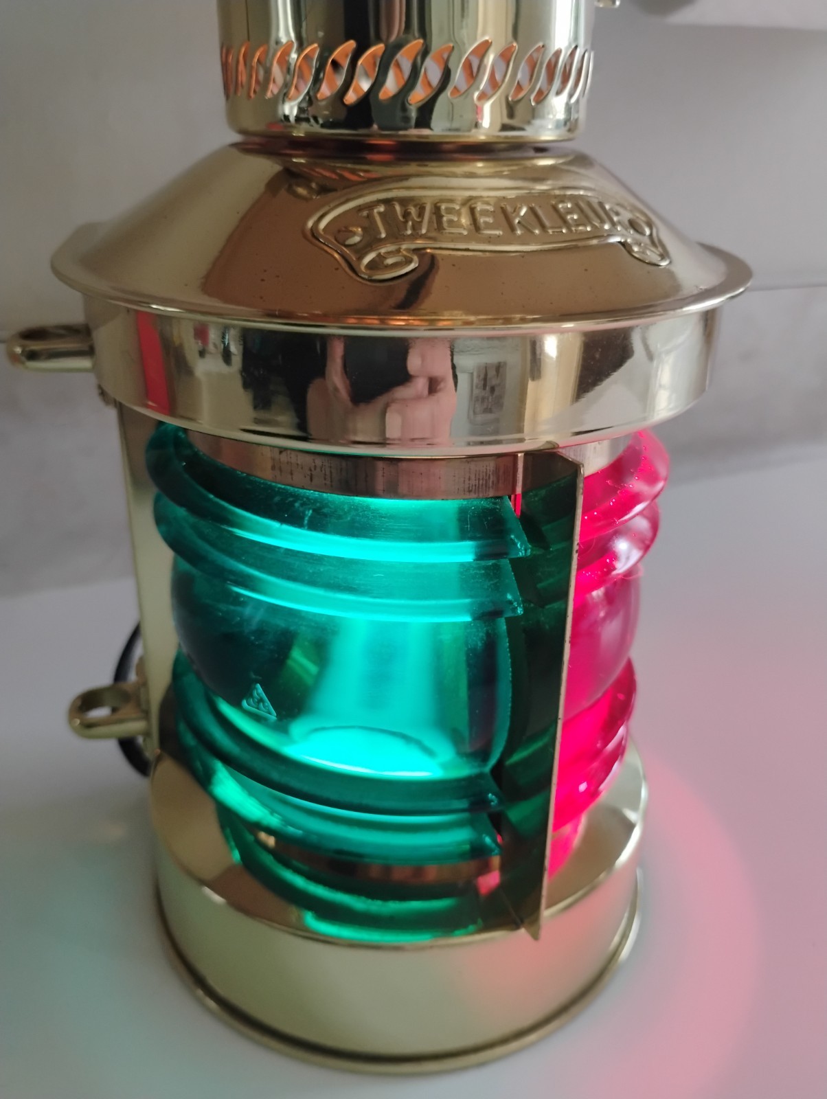 Vtg Tweekleur Netherlands Brass Port Starboard Maritime Table Top Lantern