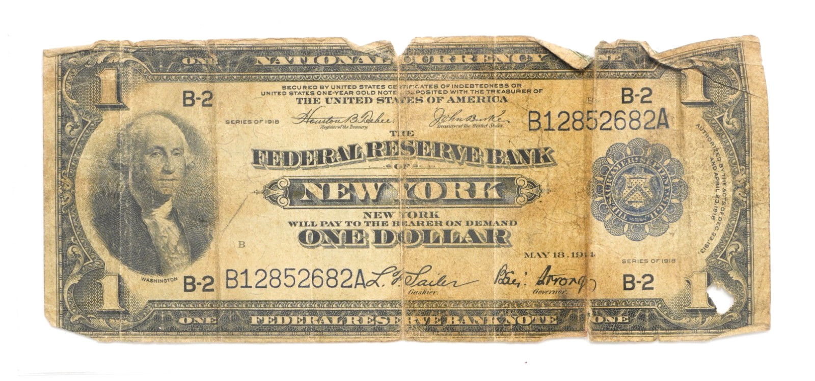 1918 Series $1 Federal Reserve Note New York