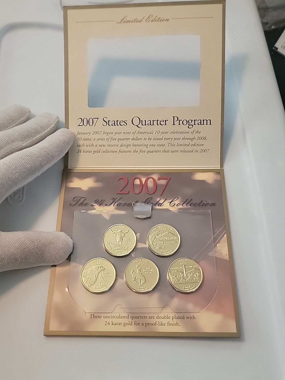 2007 24 KARAT GOLD COLLECTION UNCIRCULATED QUARTERS SET OF FIVE “RARE”