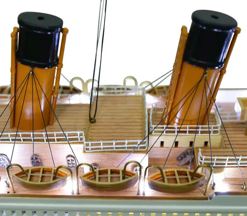 RMS Titanic Ocean Liner w/ Lights 32″ Wood Model White Star Line Cruise Ship New