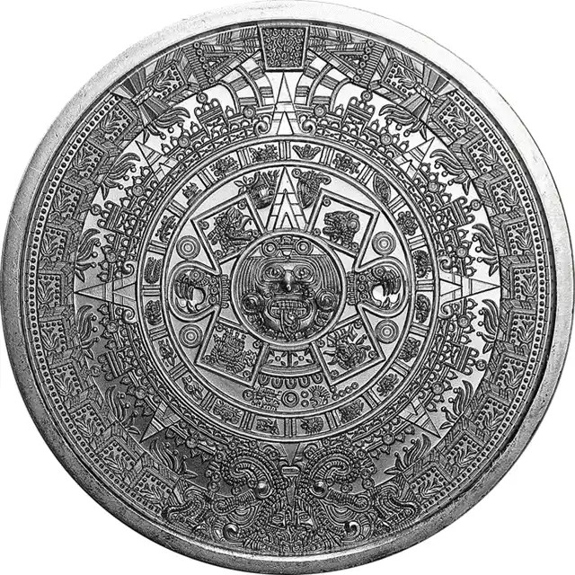 Mexican Aztec Calendar 1oz 999 Silver Round Coin Premium Bullion