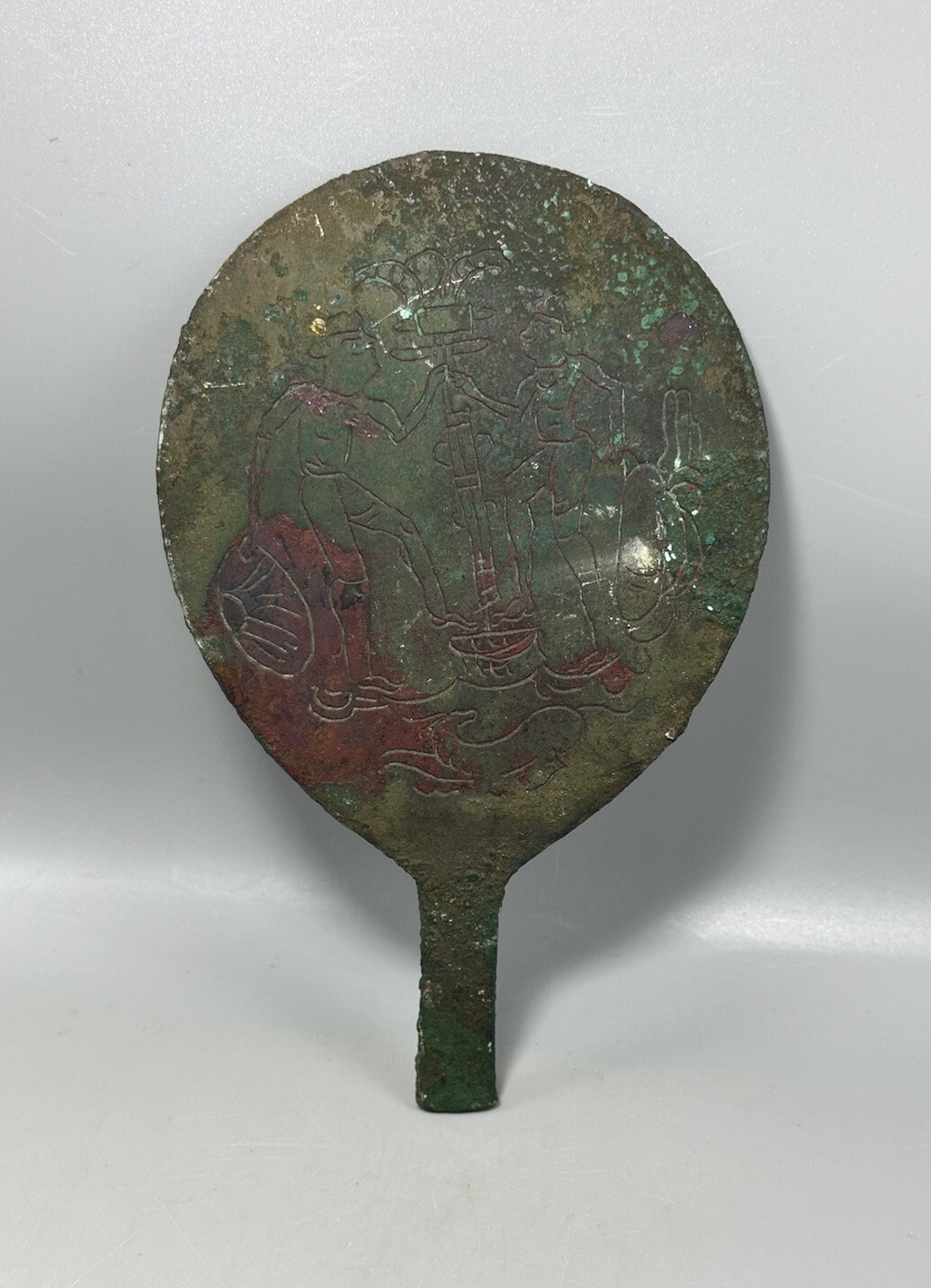 Genuine Ancient Etruscan Bronze Mirror With Form Of Inscription