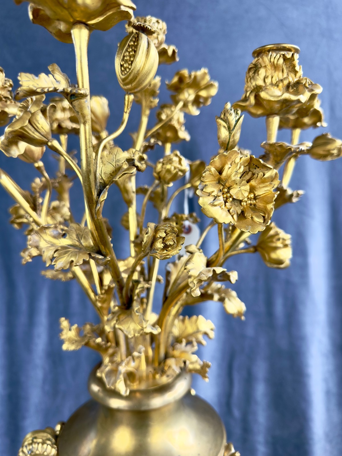 French Henry Dasson et Cie Gilt Bronze Seven-Light Poppy Candelabra 1885