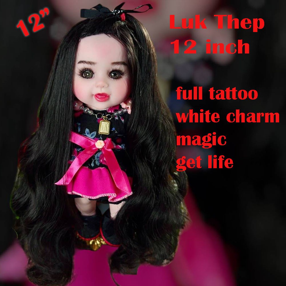 Thai Amulet Luk Thep Black Hair 12″ Tattoo Magic Business Money By Lp Suthon