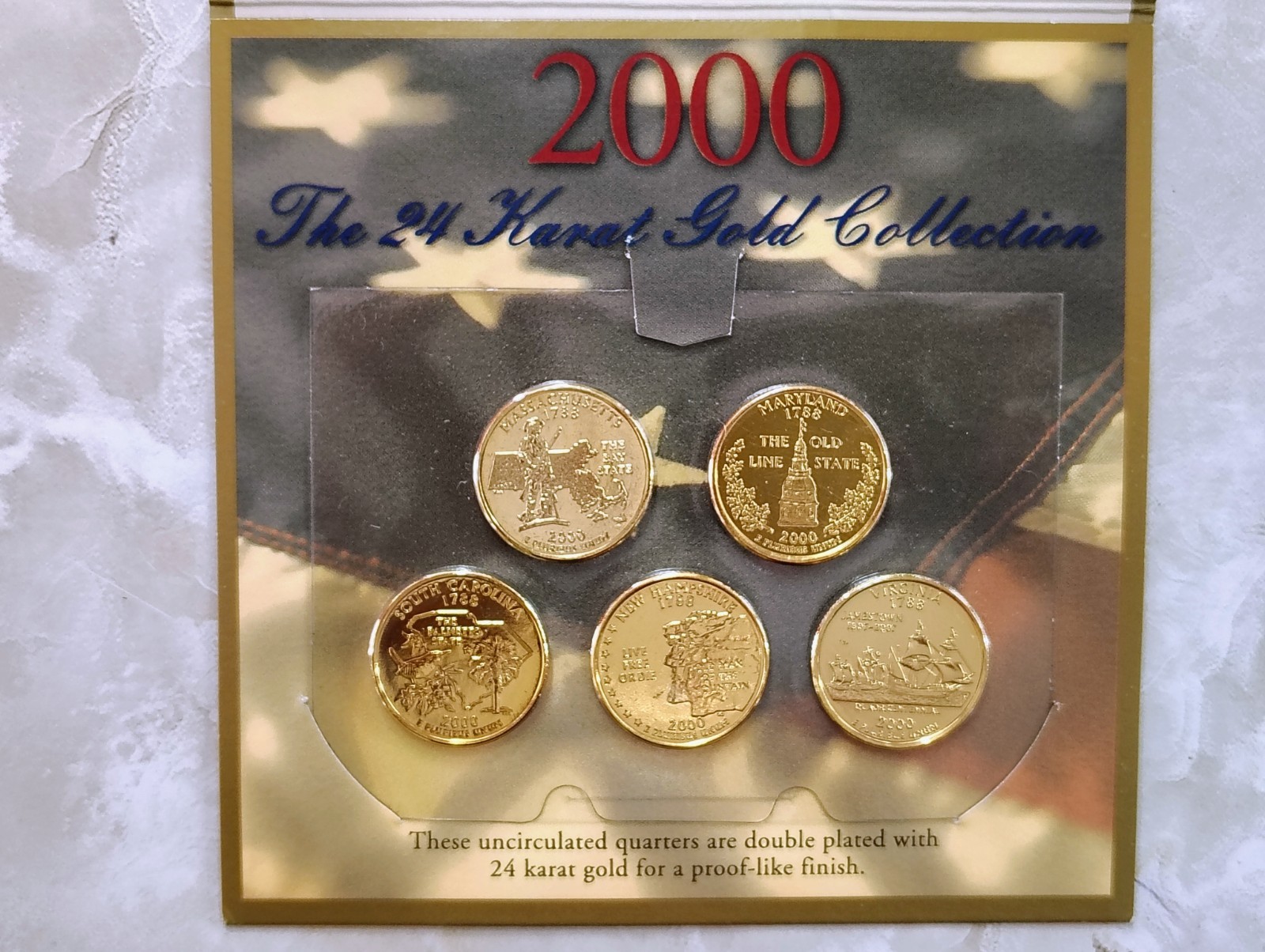 2000 24 KARAT GOLD COLLECTION UNCIRCULATED QUARTERS SetOf5+ HISTORY~SPECIAL LTED
