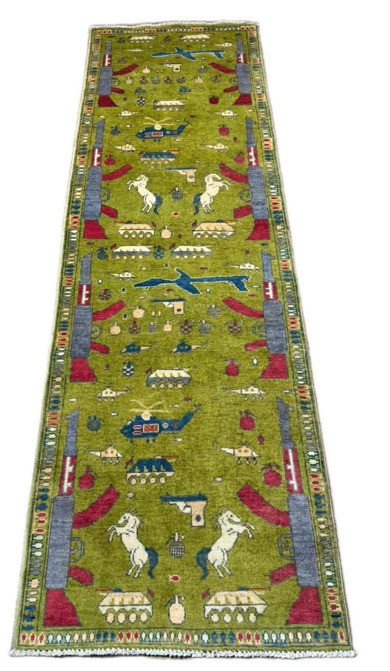 Handmade Afghan Wool Amazing War Rug Great Quality Size 290cmx90cm