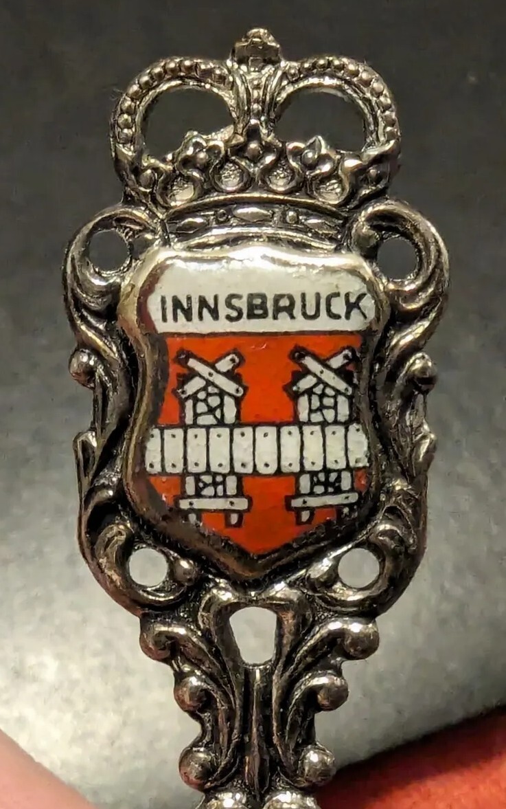 Vintage Innsbruck Spoon Collectible 90 Silver Plated with Enamel Crest