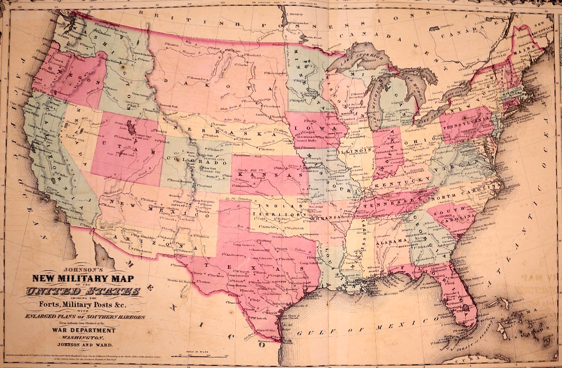 Antique 1862 Map of the United States – Western Terr. by Johnson & Ward (18×27)