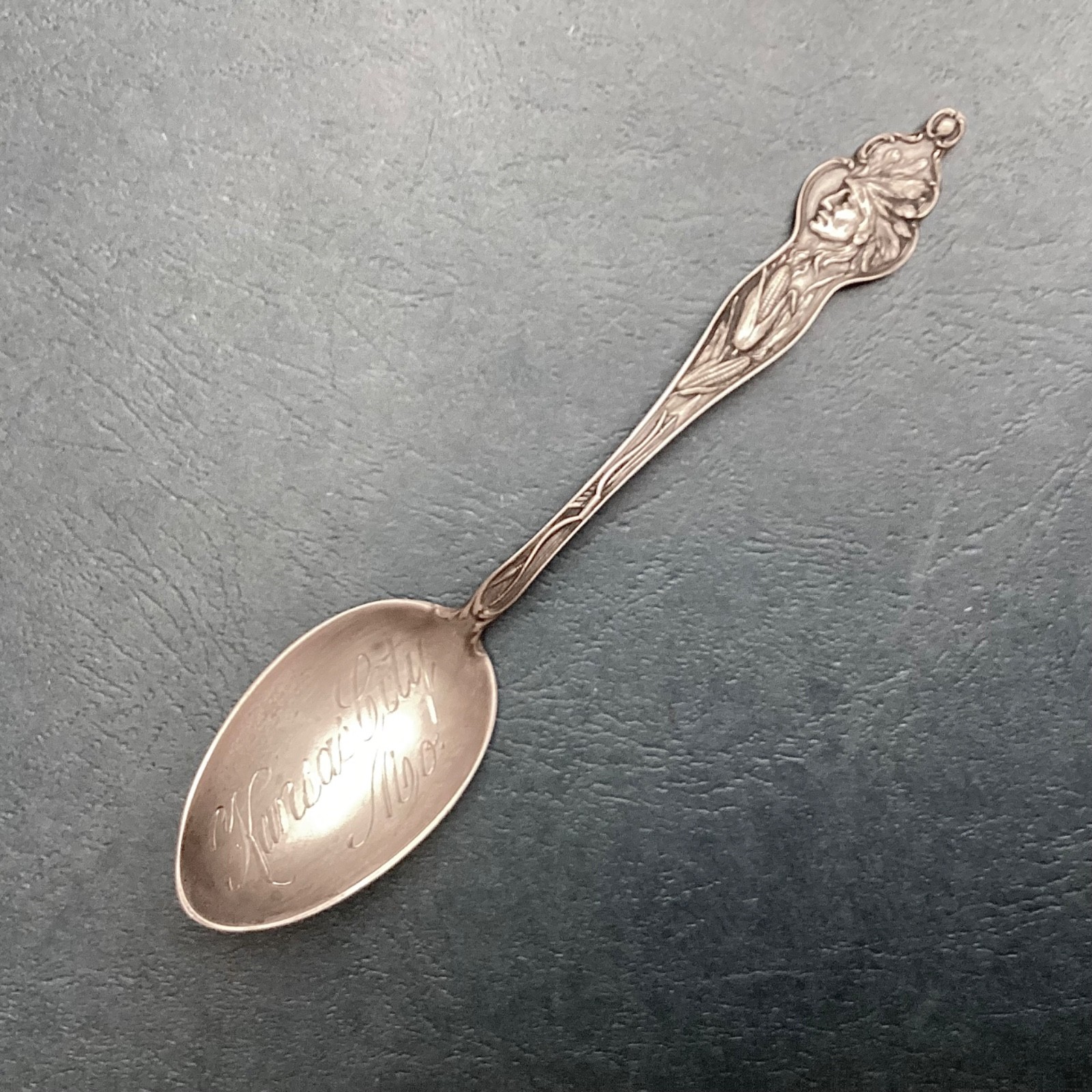 Antique Kansas City, MO Indian Head Chief Sterling Silver Souvenir Spoon