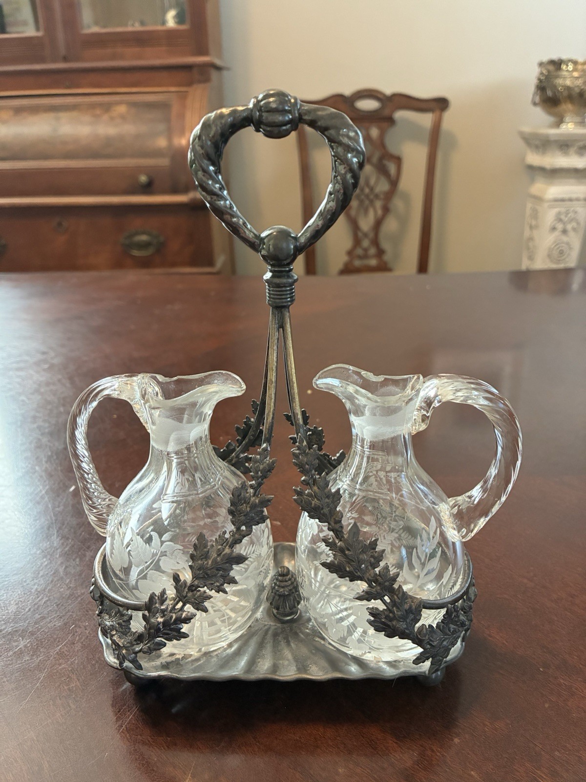 Antique Victorian SIMPSON & Co. Quadruple Plate Oil and Vinegar Cruet Holder