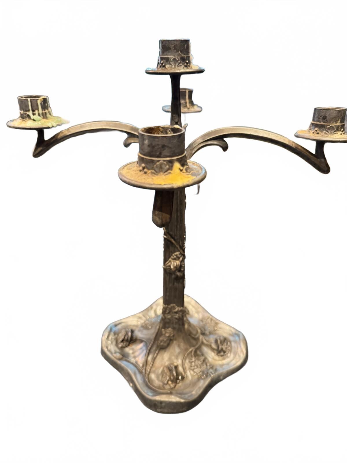 Antique E.G. Webster Art Nouveau 5-Arm Silverplate Candelabra #2605