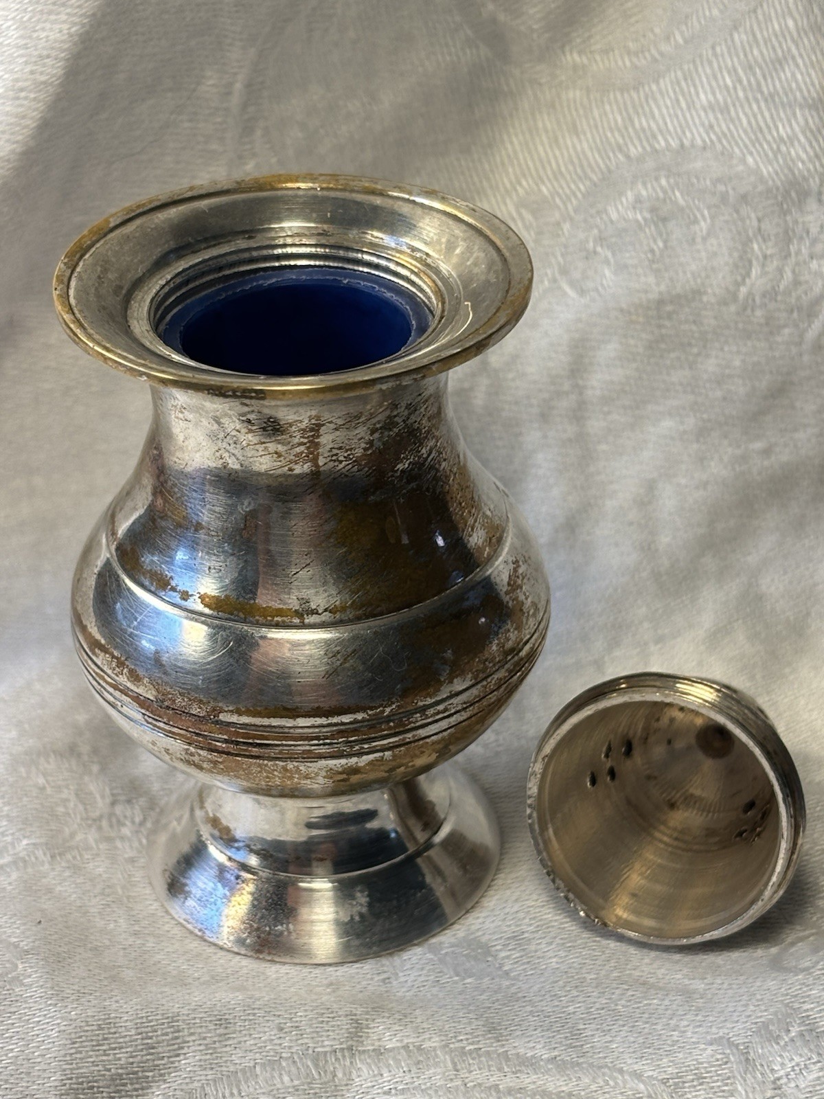 Sterling Silver Plated Creamer, Sugar & Salt/Pepper Shakers On Silver Plater