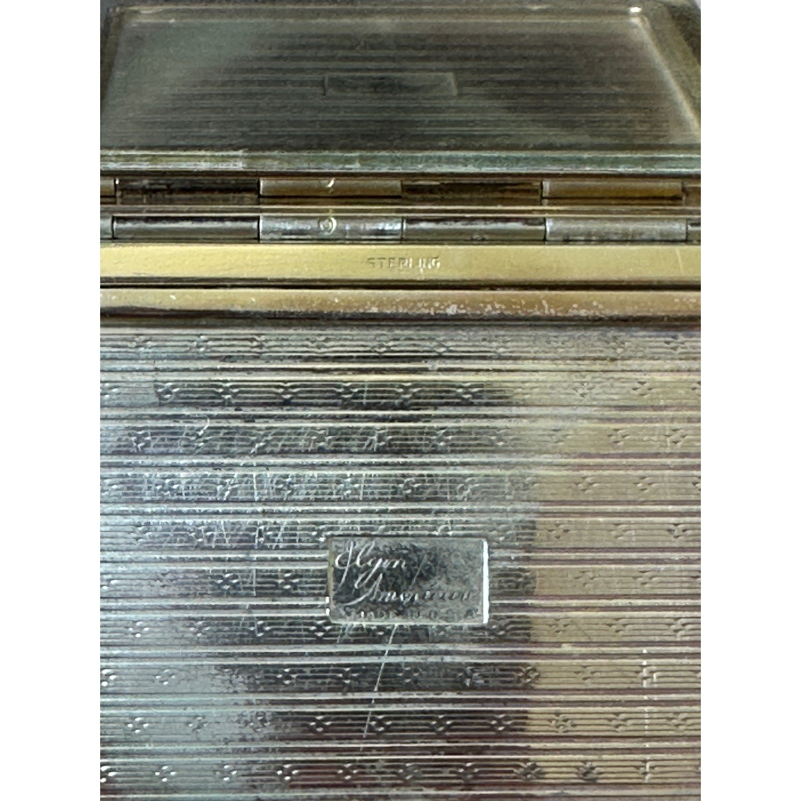 Vintage Elgin American Sterling Silver Makeup Compact Art Deco Monogrammed