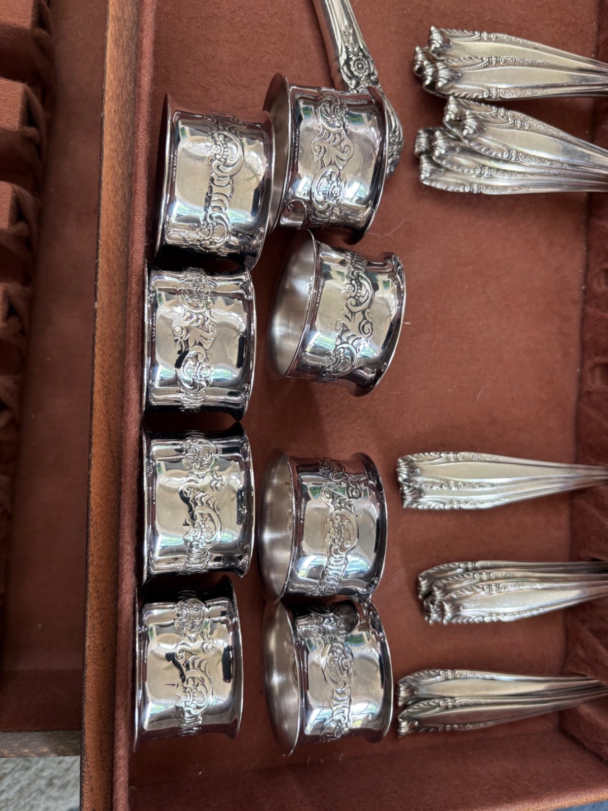 8 Strativari Wallace Sterling Silver Vintage Napkin Rings