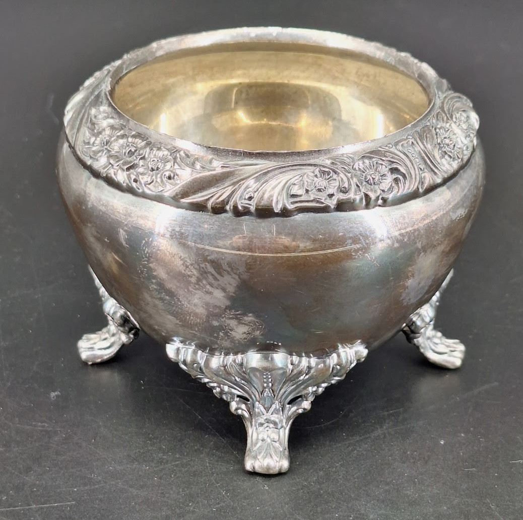Vtg Heritage 1847 Rogers Silver Plated Footed Rose Bowl Open Sugar Bowl