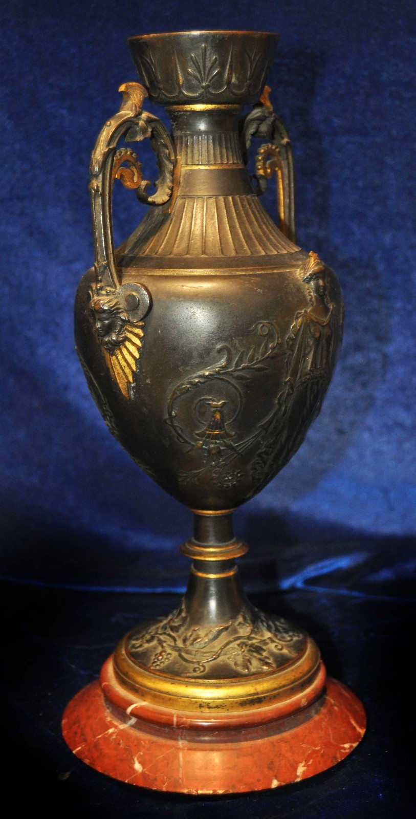 NEOCLASSICAL BRONZE URN GILT MARBLE RELIEF GRAND TOUR GREEK ROMAN BUST EGYPTIAN