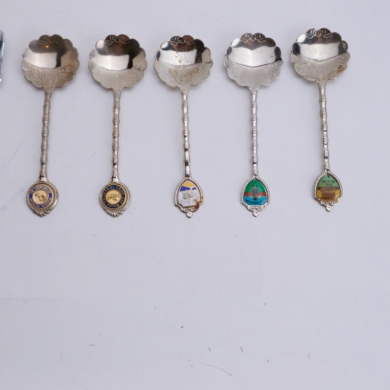 Mixed Lots Silverplate Brass 30 Piece Assortment Souvenir Spoons Forks Tea Caddy
