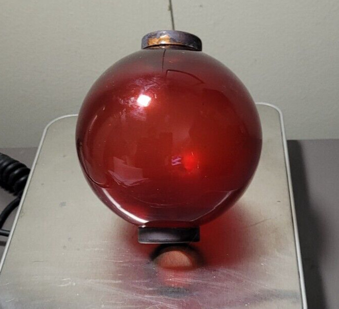 4.5” RED GLASS BALL for weathervane/ LIGHTENING RODS ,fits 3/4” rods -seconds