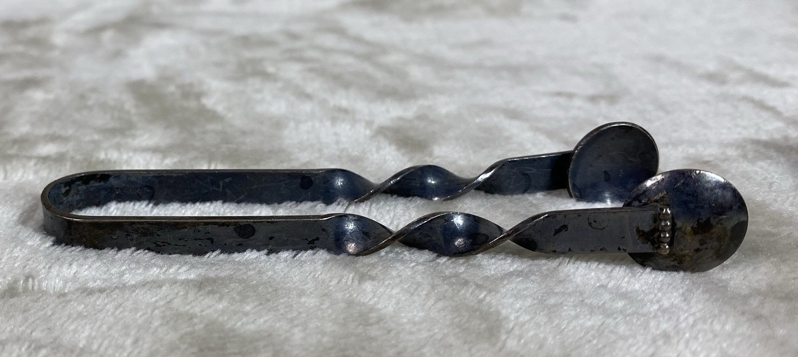 Antique Sterling Silver Sugar Tongs Twist Twisted Handle
