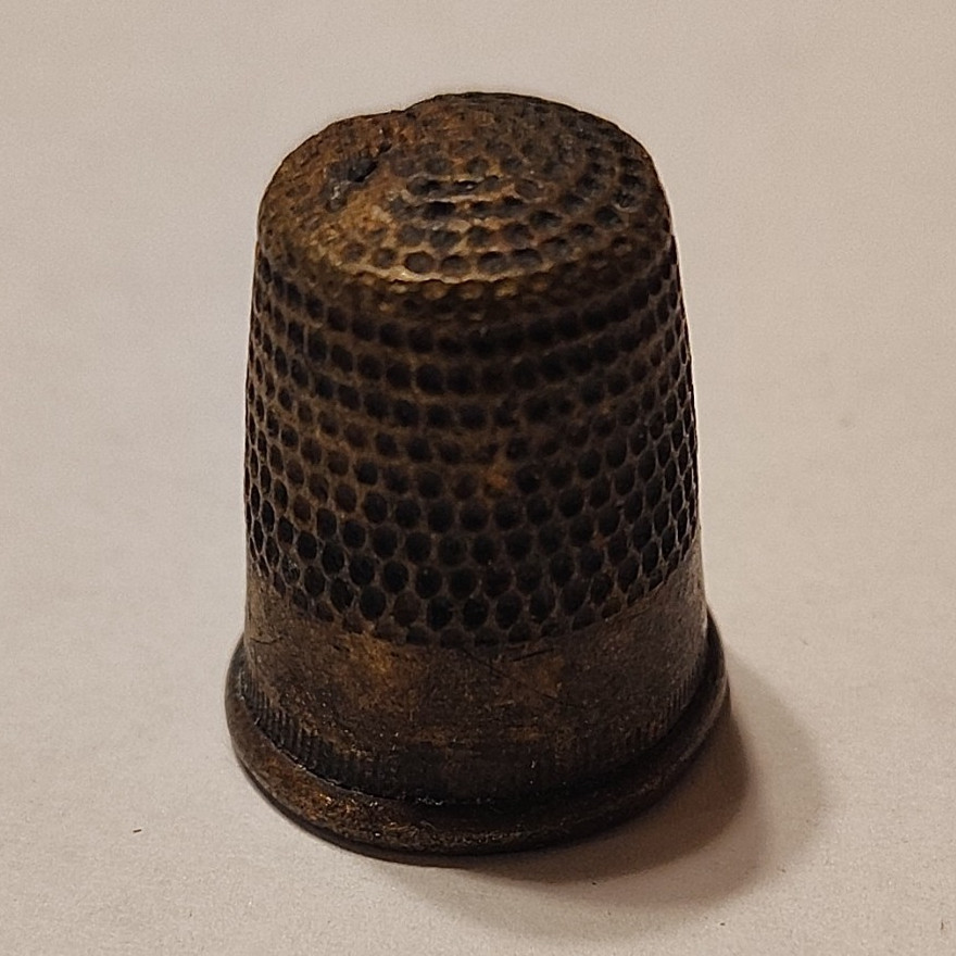 Antique Original Brass Metal Sewing Thimble with Patina Pre-1930 Collectible