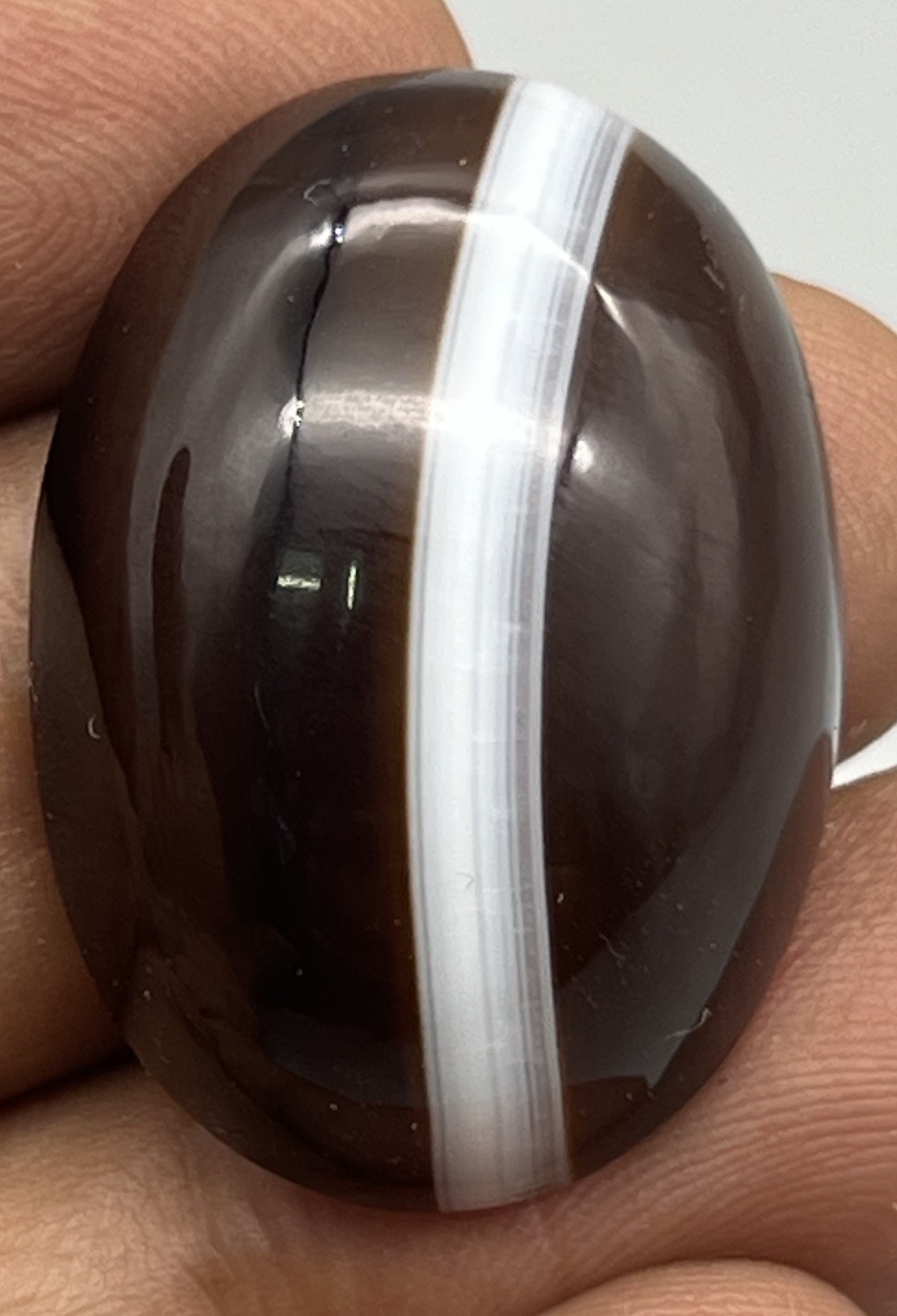 Automatic Victorian Antique Banded Agate Bulls Eye Cabochon 19th Century