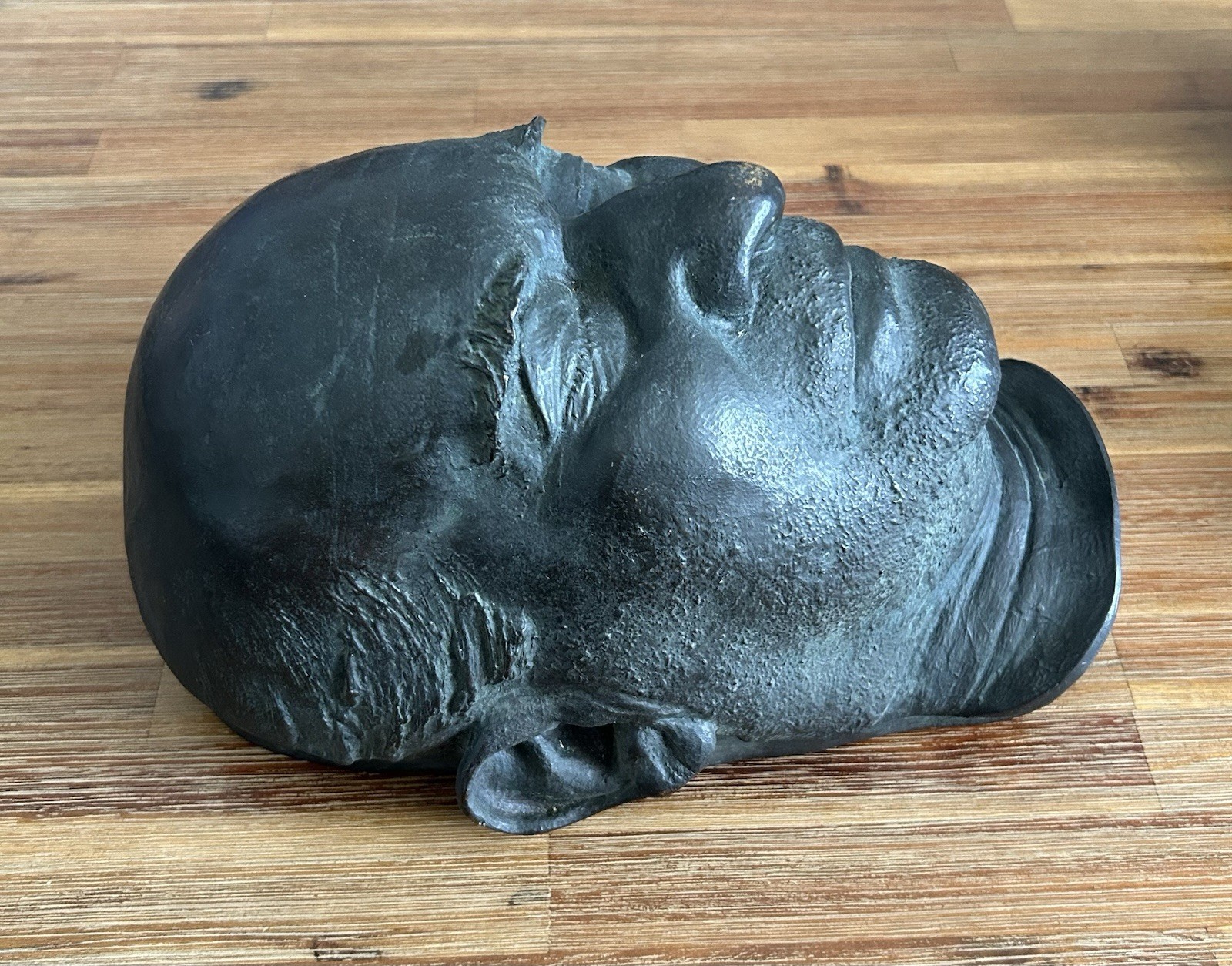 Rare Antique 19th/20th Century Unknown Bronze Life Size Death Mask Sculpture