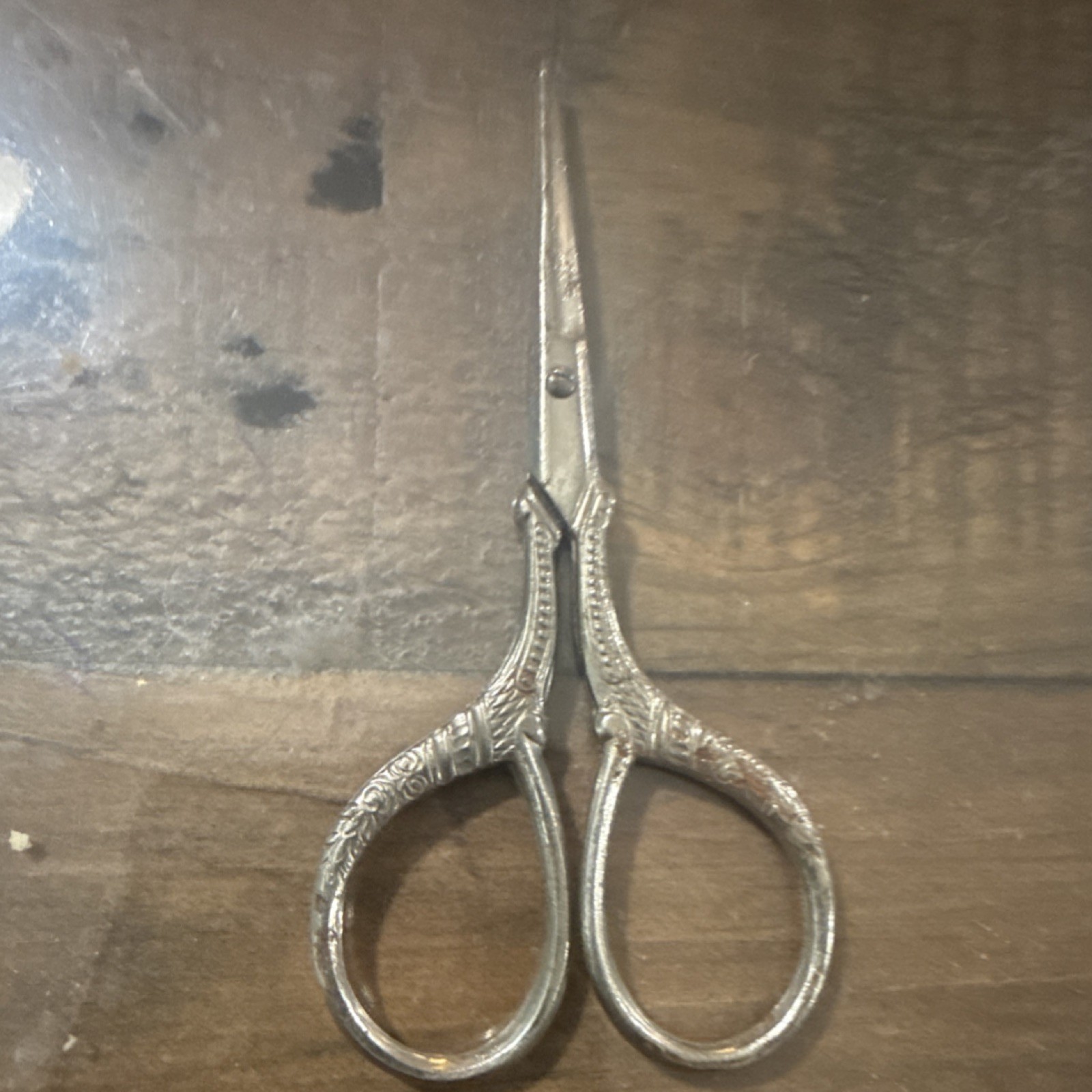Antique Ornate Handle Dressmaker’s Scissors Silver Tone Pre-1930