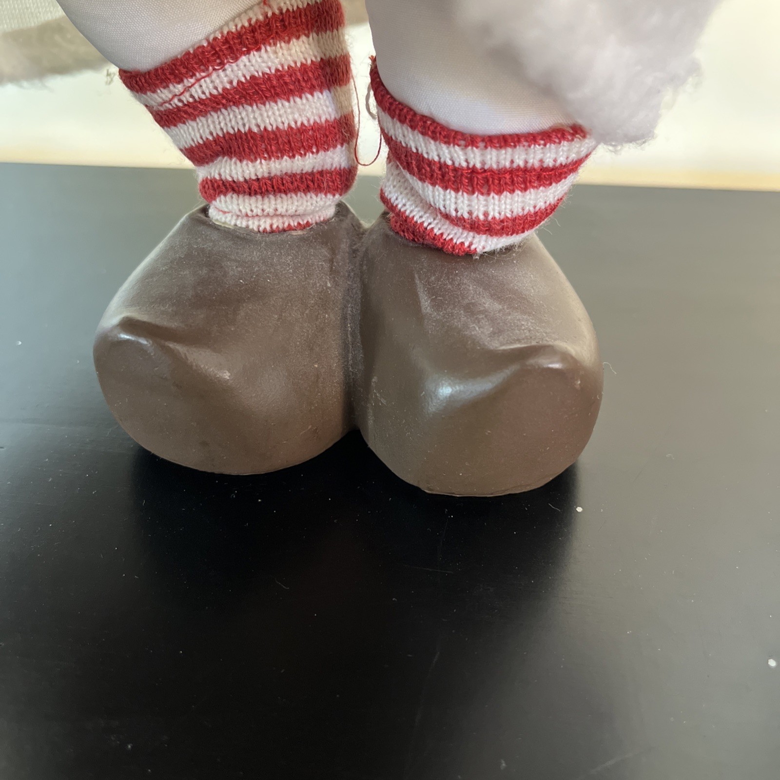 Vintage Handmade Dutch Girl Doll White fleece skirt Scarf Braids Clogs 22″ READ