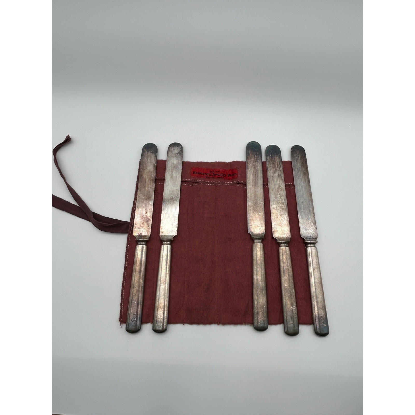 Antique 1847 Rogers Bros 16 DWT Silverplate Blunt Dinner Knives Set of 5