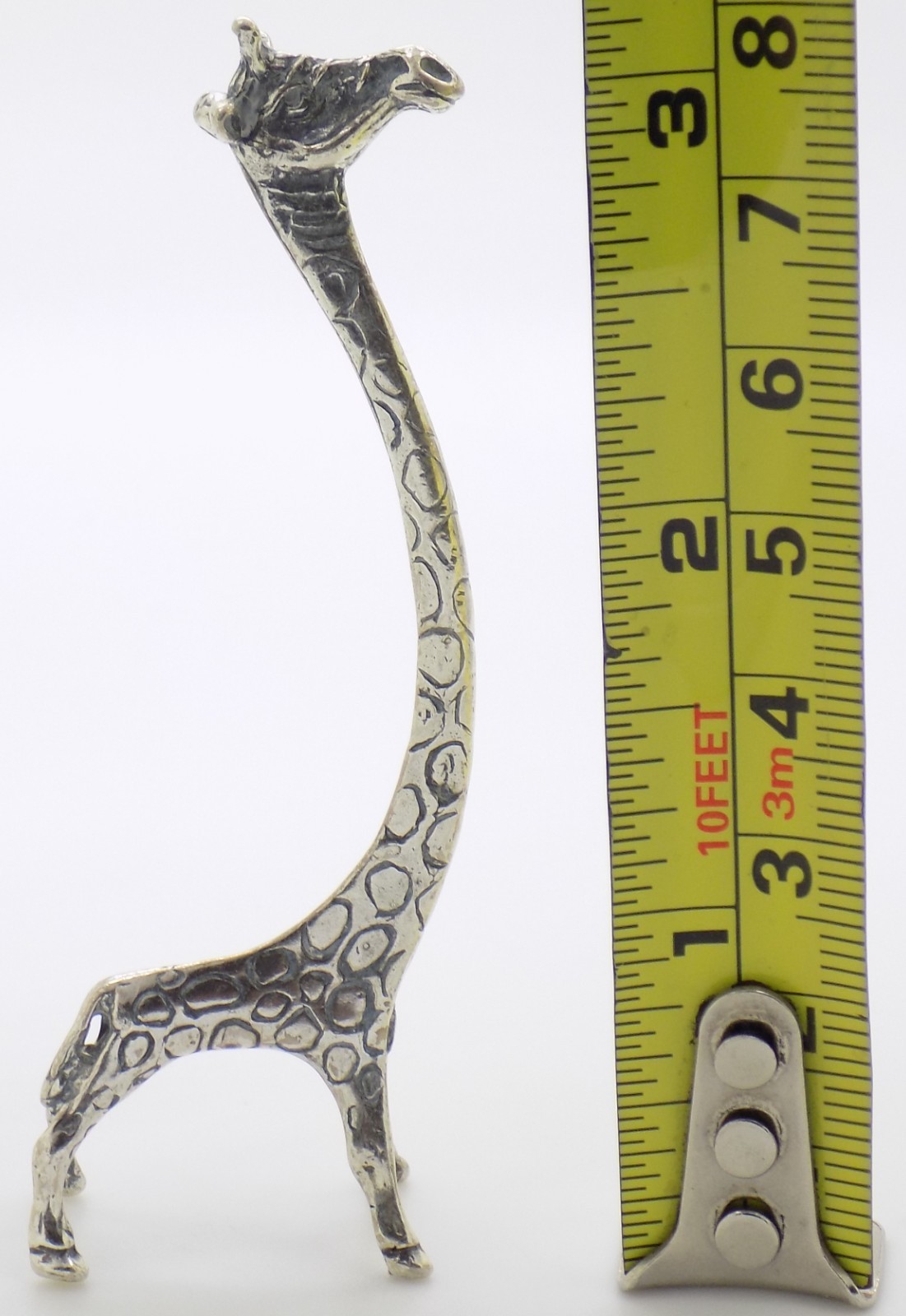 Vintage Italian Handmade Genuine Silver Stylized Giraffe Figurine Miniature