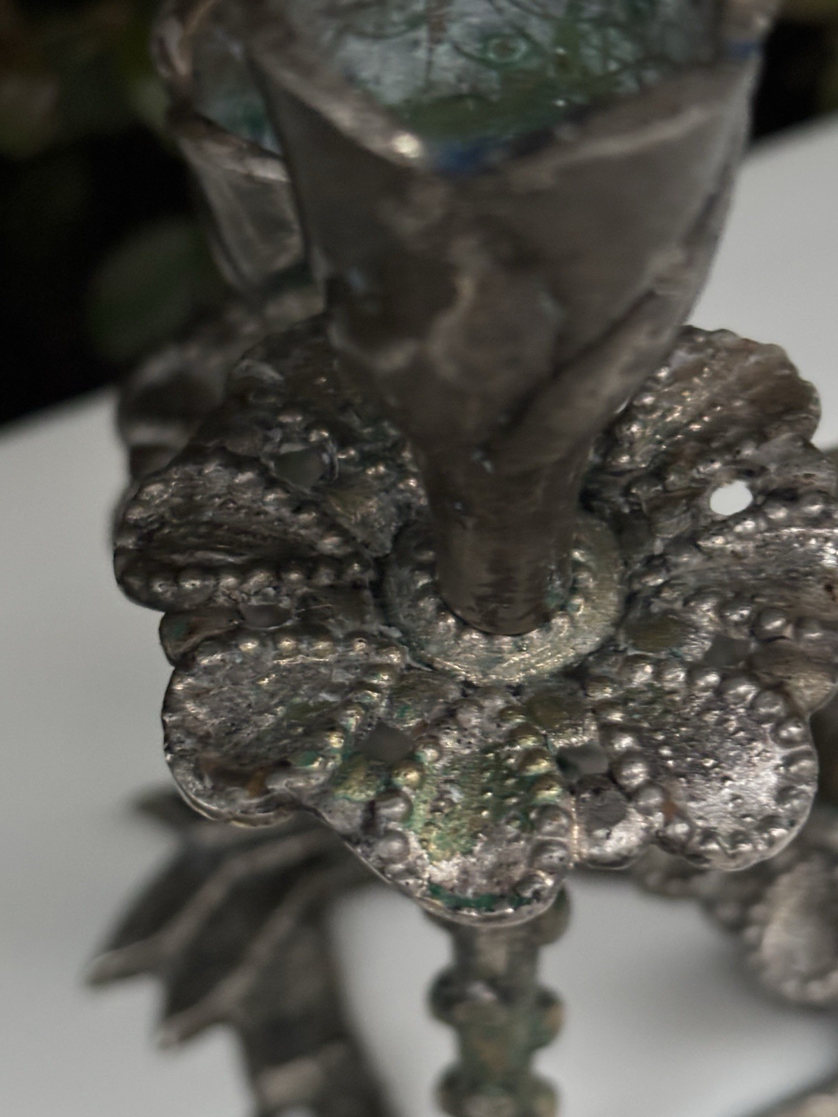 Vintage Art Nouveau Style Silver Plate Candle Stick 3 Arm Floral Candelabra