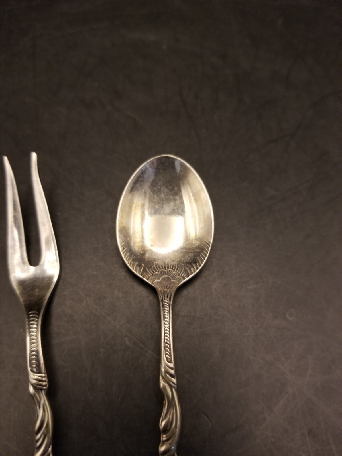 VTG Nils Johan Lemon fork and spoon from Sweden floral pattern