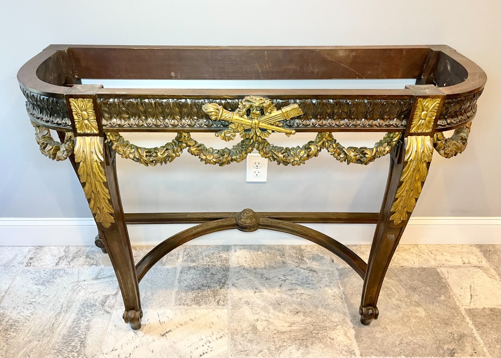 1850-1899 French Antique Marble Top Console Table Stand