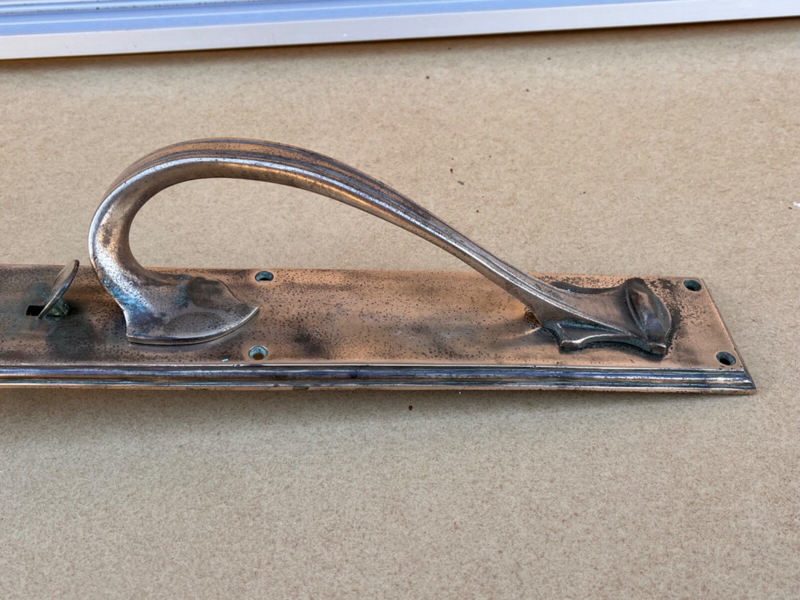 Antique CWS COOP Art Nouveau Cast Brass Bronze Pull Door Handle Pub Bar Shop
