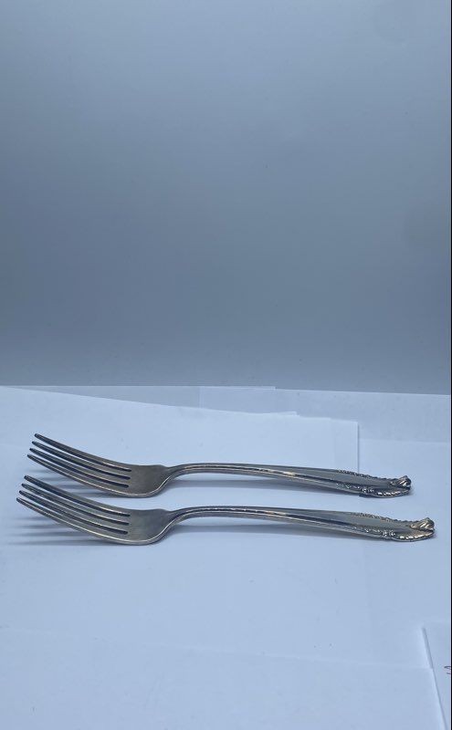 Wallace Sterling Silver Dinner Fork Set 2 Piece 7.25″ Floral Pattern Vintage