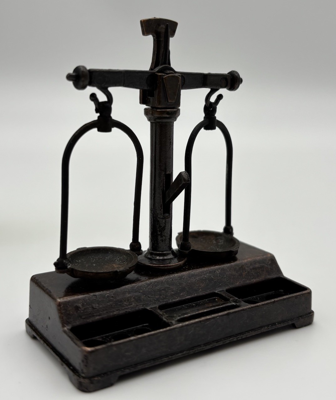 Vtg Miniature Balance Scale w Weights Original Box Joske’s San Antonio TX NOS