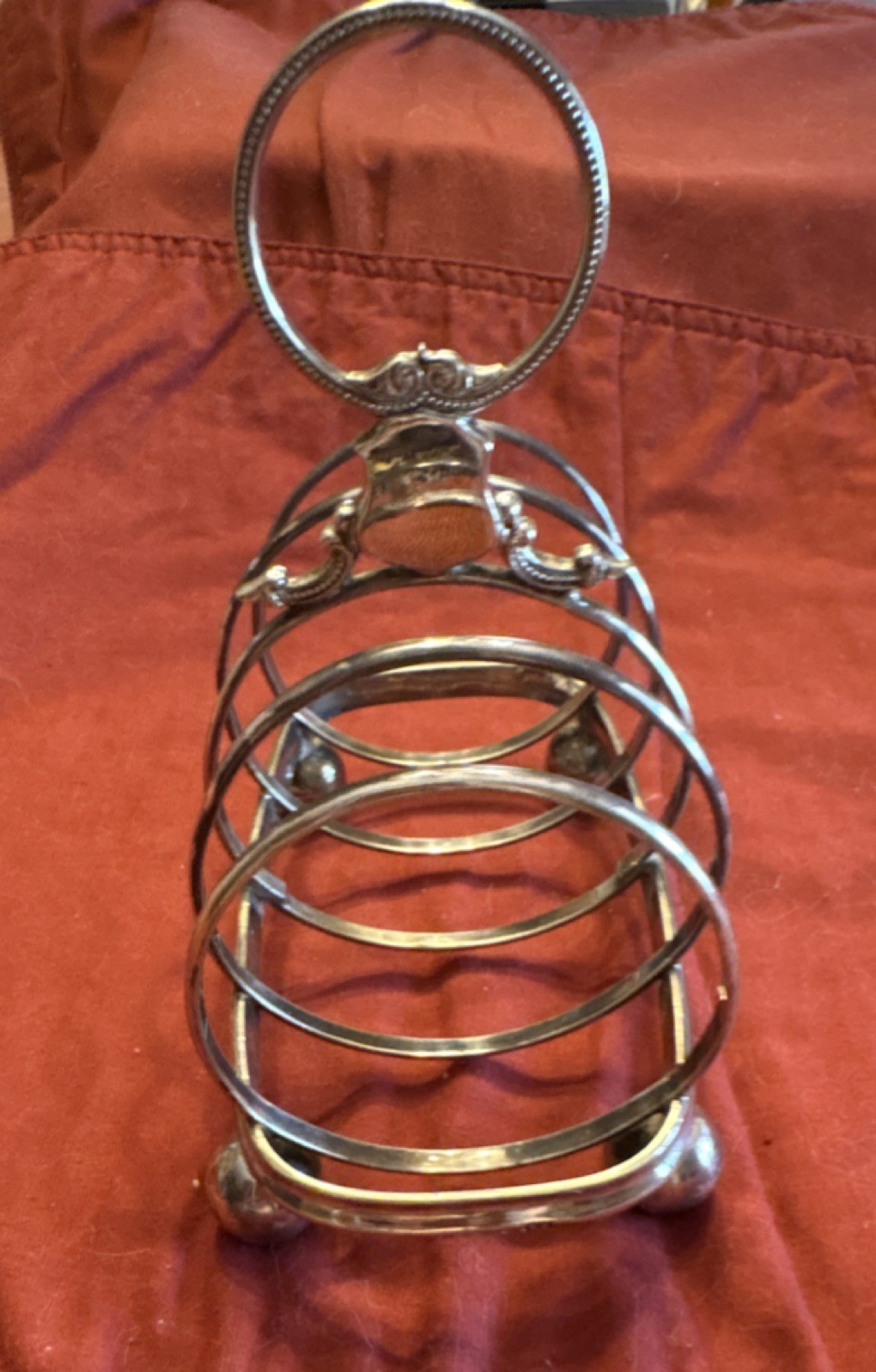 Silver Toast Rack United Kingdom 6 Slot Ball Feet Decorative Handle
